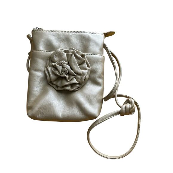 iLl Genuine Leather Pearlescent White Crossbody Purse - Picture 1 of 15